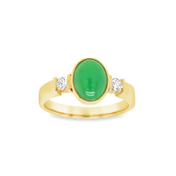 Pre Owned 18ct Jade and Diamond RIng ZX96